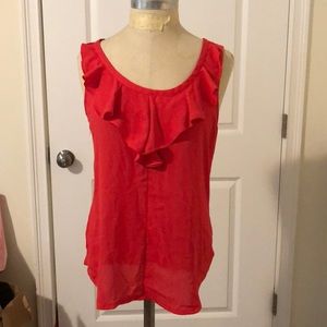 Red Ruffled neck tank